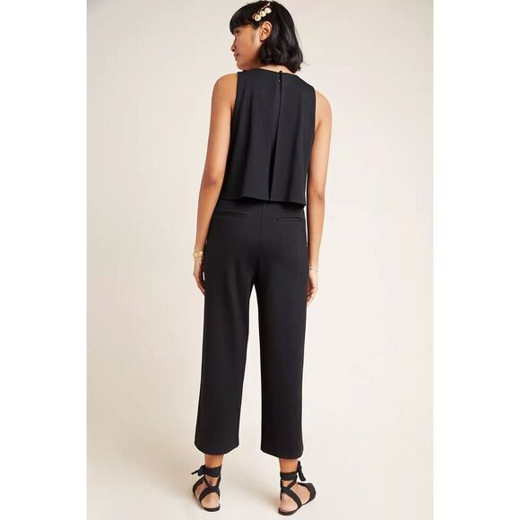 NEW Anthropologie Freya Scalloped Jumpsuit size 12 Black - Picture 2 of 15